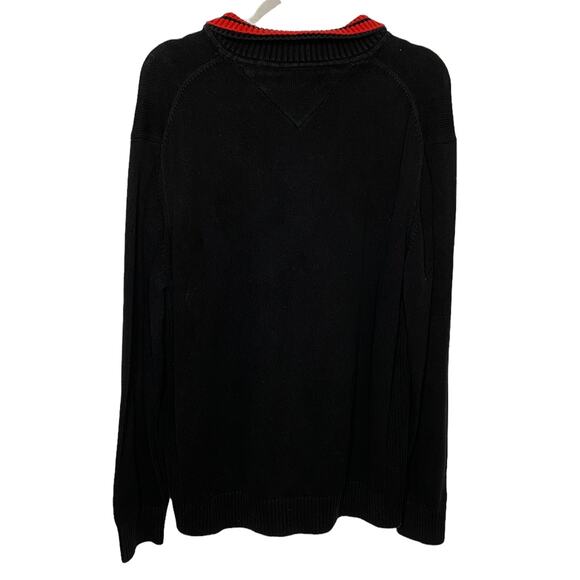 Tommy Hilfiger Men's Sweater Quarter Zip Size XL Black and Red - Picture 2 of 7